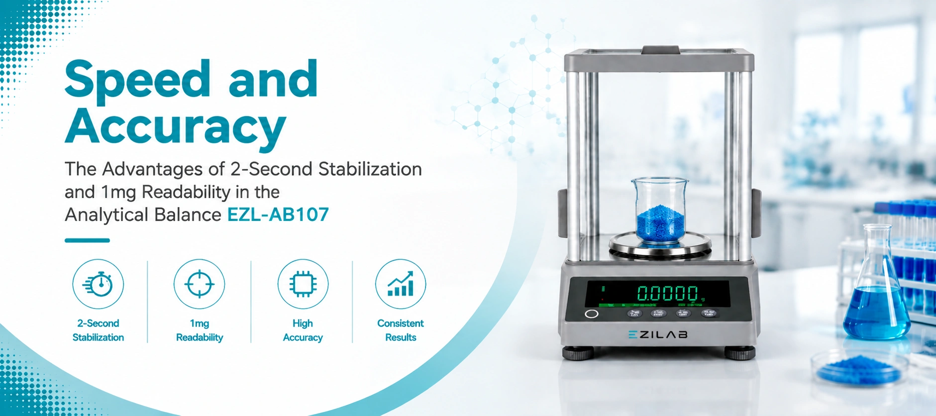 Analytical Balance EZL AB107 Advantages 2 Second Stabilization and 1mg Readability