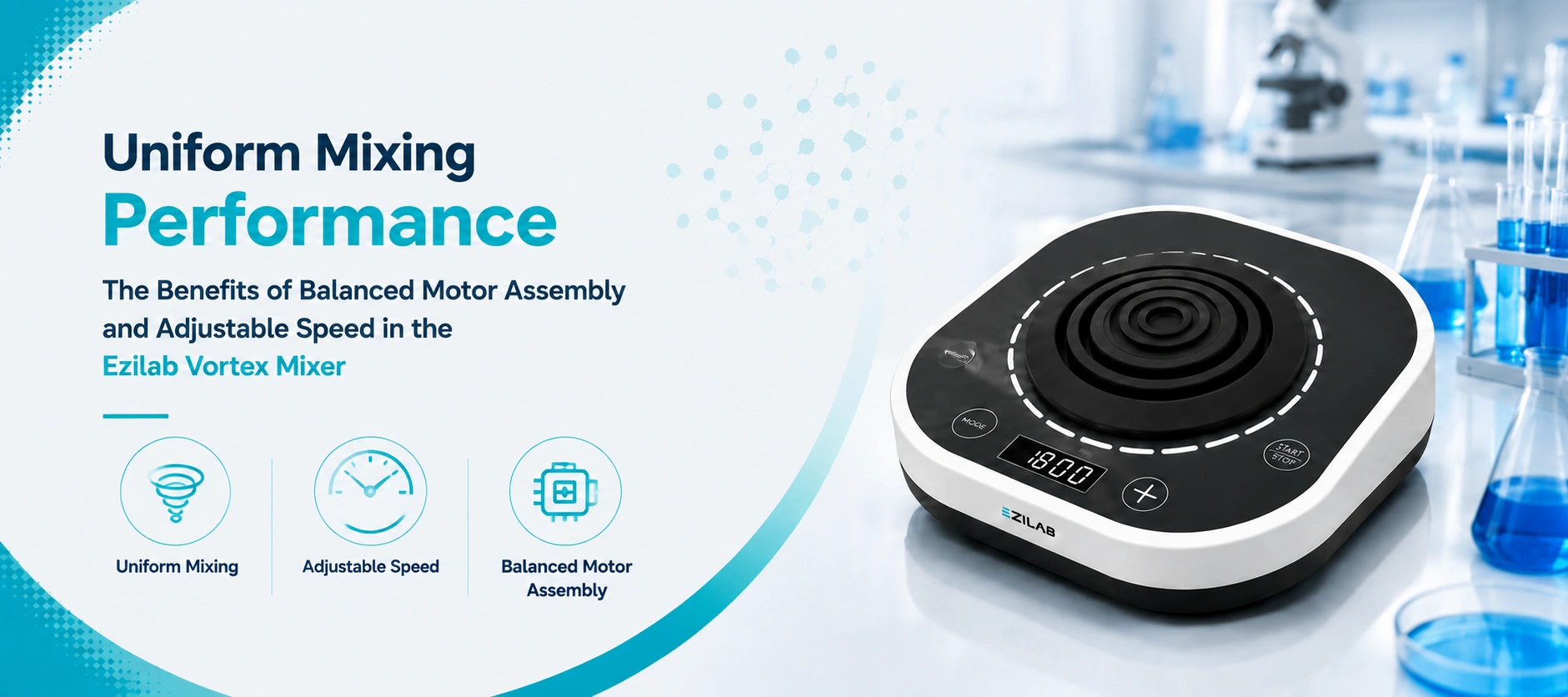 Ezilab Vortex Mixer Benefits Balanced Motor and Adjustable Speed