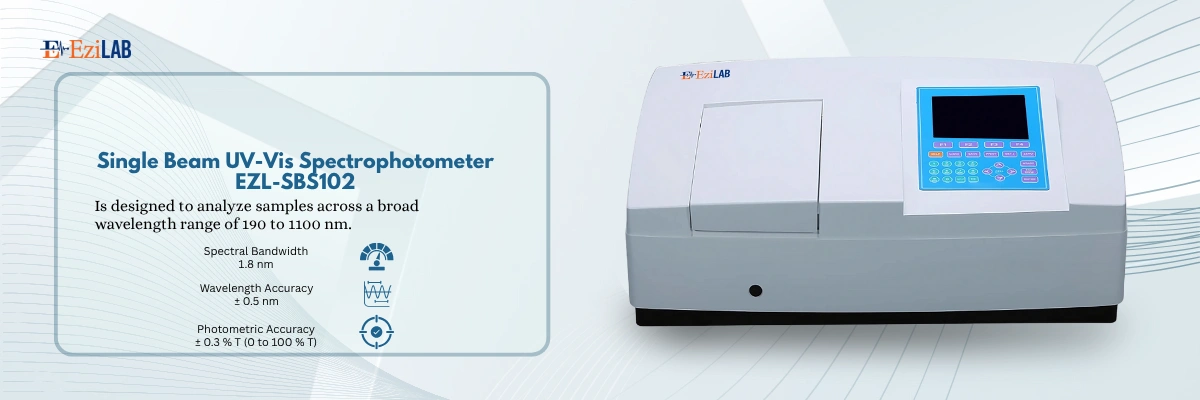 Single Beam UV-Vis Spectrophotometer EZL-SBS102 | Spectral bandwidth 1.8nm | wavelength accuracy 0.5nm