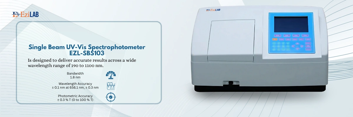Single Beam UV-Vis Spectrophotometer EZL-SBS103 | Spectral bandwidth 1.8nm | wavelength accuracy 0.1,0.3 nm 